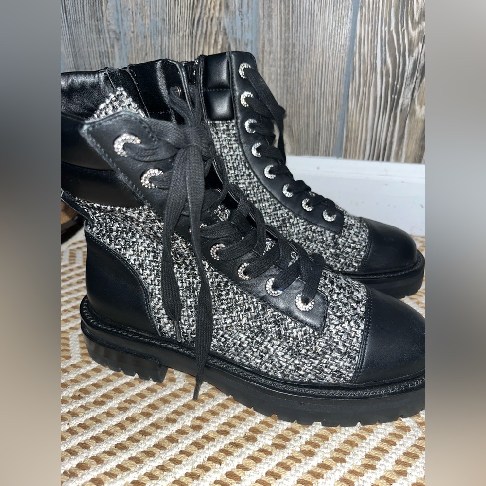 Kurt Geiger London Shore combat boots size 36 NWOT chunky lug sole motto grunge - Picture 4 of 7